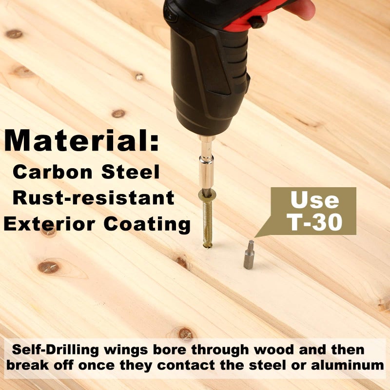 Yaocom 100 Pcs #1/4-20 x 2-3/4"" Trailer Deck Screws Bulk Self Tapping Trailer Screws Wood to Metal with Star Head Self Drilling Reamer for Trailers Flatbeds Fastening Wood to Steel Metal Construction - Image 4